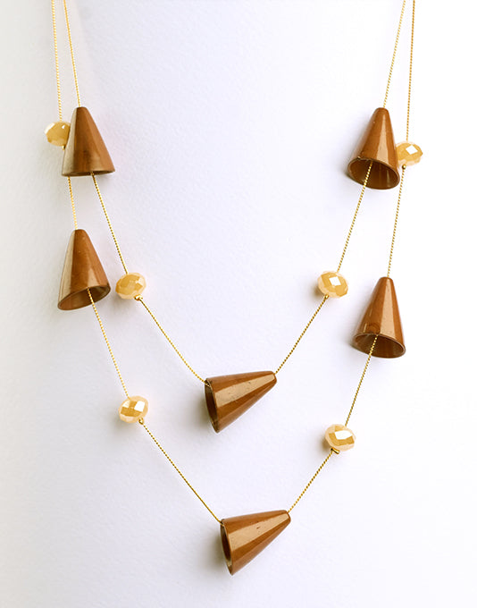 Brass Long Triangle Necklace - 070701702428-3