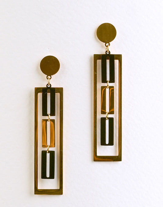 Rectangular Shape Dangle Earrings Set - 070700801606-4